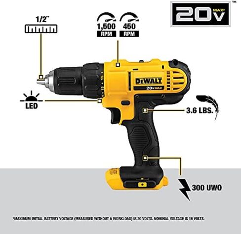 أداة متعددة التأرجح DEWALT 20V Max XR، سرعة متغيرة، أداة فقط (DCS356B) ومجموعة أدوات مثقاب لاسلكية 20V Max من DEWALT، أداتان (DCK240C2)، مفك مثقاب أصفر/أسود/مجموعة أدوات كومبو للصدمات in Saudi Arabia