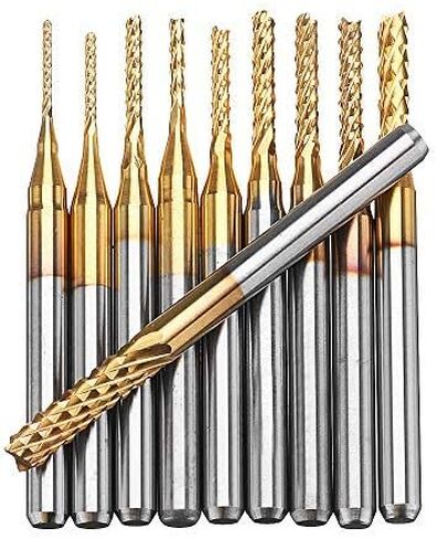 10 قطع 0.8-3 مم من الكربيد المطلي بالتيتانيوم، لقم نقش صغيرة من الكربيد باستخدام الحاسب الآلي، مجموعة لقم التوجيه باستخدام الحاسب الآلي أداة PCB Endmill، ساق 1/8 بوصة لأدوات دريميل الدوارة من ماسانت in Kuwait