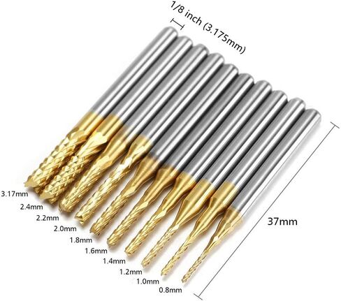 10 قطع 0.8-3 مم من الكربيد المطلي بالتيتانيوم، لقم نقش صغيرة من الكربيد باستخدام الحاسب الآلي، مجموعة لقم التوجيه باستخدام الحاسب الآلي أداة PCB Endmill، ساق 1/8 بوصة لأدوات دريميل الدوارة من ماسانت in Kuwait