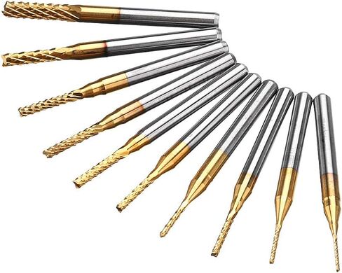 10 قطع 0.8-3 مم من الكربيد المطلي بالتيتانيوم، لقم نقش صغيرة من الكربيد باستخدام الحاسب الآلي، مجموعة لقم التوجيه باستخدام الحاسب الآلي أداة PCB Endmill، ساق 1/8 بوصة لأدوات دريميل الدوارة من ماسانت in Kuwait