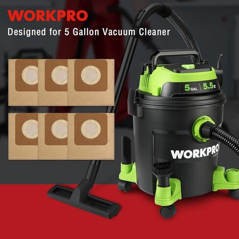 حقيبة جمع الغبار WORKPRO سعة 5 جالون (للمكنسة الكهربائية W125089AE سعة 5 جالون) - 6 عبوات in Kuwait