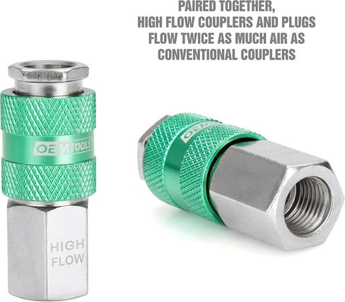 OEMTOOLS 26134 High Flow Quick Connect Hose Fittings, 14 Pc Coupler & Plug Kit, 1/4" Body, 1/4" NPT, Air Tool Fittings in Saudi Arabia