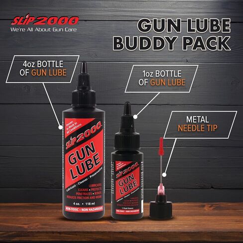 Slip 2000 Gun Lube Buddy Pack, Synthetic, Needle Tip Applicator, 1 & 4 oz | Eliminates Excessive Wear, For Peak Performance Shotguns, Rifles, Pistols in Saudi Arabia