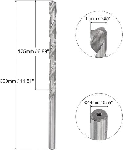 uxcell 8mm Twist Drill Bits, High-Speed Steel Straight Shank Extra Long Drill Bit 200mm Length for Wood Plastic Aluminum in Saudi Arabia