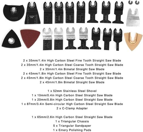 Oscillating Saw Blades, Saw Blades Kit, Oscillating Multi Tool Blades Oscillating Tool Blades Wood Cutting Kit 26Pcs for Wood Metal Plastics in Saudi Arabia