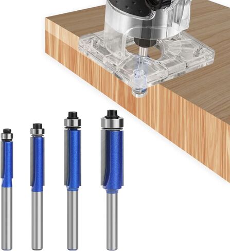 4Pcs Flush Trim Router Bit Set, 1/4 Inch Shank Top Bearing Flush Trim Router Bit,1/4" 5/16" 3/8" 1/2" Cutting Diameter for Woodworking in Saudi Arabia