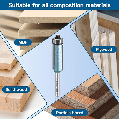 رؤوس توجيه من KEENTECH مع ساق 1/4 بوصة، وقطر قطع 1/2 بوصة، وعمق قطع 1 بوصة، وقطعة تشذيب مائلة من درجة كربيد C4 للمبتدئين والخبراء في الأعمال الخشبية، أزرق (KT02011201) in Kuwait