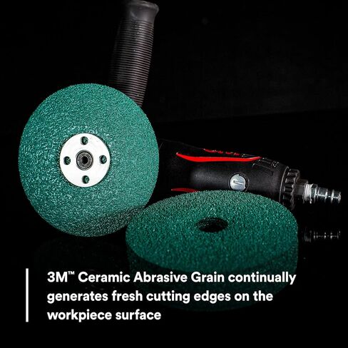 قرص ألياف 3M Green Corps 36507، 5 بوصة × 7/8 بوصة، 40+ حبيبة، 20 حزمة، قرص كشط سيراميك، رابطة من الراتنج، قطع موحد in Saudi Arabia