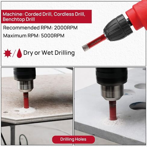 FOCSTOL Diamond Core Drill Bit - 2pcs 1''(25mm) Diamond Hole Saw with Triangle Shank for Porcelain Tile Ceramic Granite Marble Quartz in Kuwait