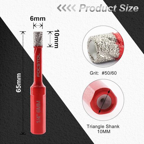 FOCSTOL Diamond Core Drill Bit - 2pcs 1''(25mm) Diamond Hole Saw with Triangle Shank for Porcelain Tile Ceramic Granite Marble Quartz in Kuwait