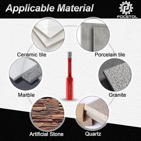 FOCSTOL Diamond Core Drill Bit - 2pcs 1''(25mm) Diamond Hole Saw with Triangle Shank for Porcelain Tile Ceramic Granite Marble Quartz in Kuwait