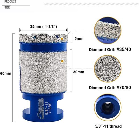SHDIATOOL 3-inch Diamond Hole Saw,Tile Core Drill Bits,Milling Bitfor Porcelain Marble Ceramic Granite 75mm in Saudi Arabia
