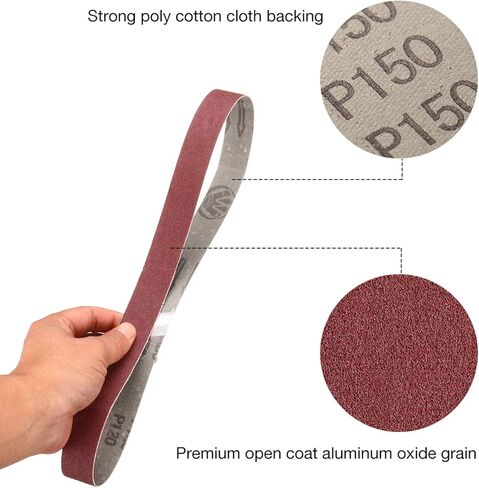 Miady 1-Inch x 30-Inch Aluminum Oxide Sanding Belts, 80/120/150/240/400 Assorted Grits, 15-Pack (1×30 inch) in Saudi Arabia