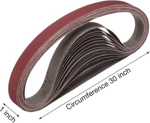 Miady 1-Inch x 30-Inch Aluminum Oxide Sanding Belts, 80/120/150/240/400 Assorted Grits, 15-Pack (1×30 inch) in Saudi Arabia