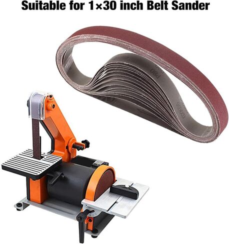 Miady 1-Inch x 30-Inch Aluminum Oxide Sanding Belts, 80/120/150/240/400 Assorted Grits, 15-Pack (1×30 inch) in Saudi Arabia