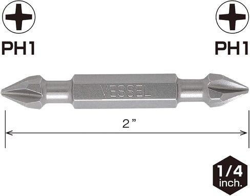 VESSEL Neck Torsion Double-Ended Power Bits PH1XPH1X50 2PC (Carded) in Saudi Arabia