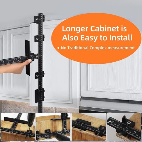 اداة تشكيل ادوات الخزانة، اداة قالب دليل مثقاب قابل للتعديل مع وصلات للمقابض كبيرة الحجم، تركيب دقيق لمقابض الابواب والادراج الامامية، مصنوعة من خليط معدني من الالومنيوم in Kuwait