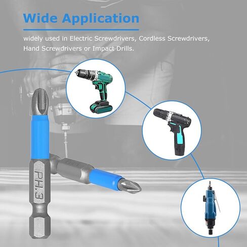 Elvielsl Screwdriver Bits Set, 12 Pcs S2 Alloy Steel Magnetic Anti Slip Screwdriver Bit PH1 PH2 PH3 PZ1 PZ2 PZ3 Impact Driver Bit Set 1/4 Inch Hex Shank Cross Drill Bit for Power Tool (50mm) in Kuwait