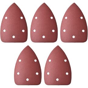 uxcell Detail Sander Sandpaper, Triangular Sanding Paper, Hook and Loop Sanding Pads, Triangle Oscillating Multi Tool, 120 Grits 5 Holes, 5pcs
