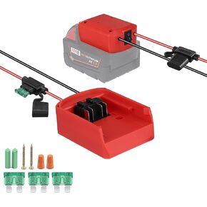 محول عجلات الطاقة biuonga لبطارية ميلووكي 18 فولت M18 مجموعة تحويل البطارية لعجلات الطاقة مع مفتاح ومحطات أسلاك وحامل صمامات تبديل مجموعة أسلاك 16AWG مع صمامات 30 أمبير، أحمر in Kuwait