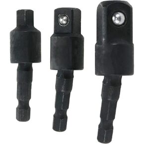 Sscon 3 Pcs Power Drill Sockets Adapter Sets 1/4" 3/8" 1/2" Driver Adapter 360°Rotatable Hex Shank Steel Sockets(Black) in Saudi Arabia