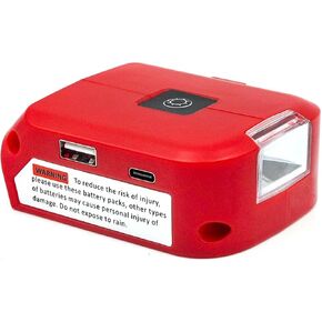 مصدر طاقة XYOO M18 متوافق مع محول بطارية ميلووكي، مع منفذ USB+USB-C وإضاءة عمل LED ومنفذ تيار مستمر 12 فولت - مصدر طاقة لبطارية ليثيوم أيون ميلووكي 18 فولت in Saudi Arabia