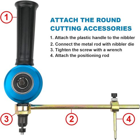 قاض صفائح معدنية مزدوجة الرأس، ملحق مثقاب كهربائي مع ثقب وقالب اضافي، ملحقات قطع منحنية مستقيمة ودائرية ولقمة مثقاب متدرج، قاضم صفائح معدنية 360 درجة in Kuwait
