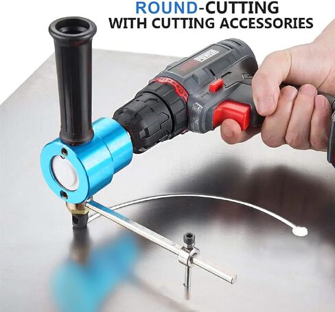 قاض صفائح معدنية مزدوجة الرأس، ملحق مثقاب كهربائي مع ثقب وقالب اضافي، ملحقات قطع منحنية مستقيمة ودائرية ولقمة مثقاب متدرج، قاضم صفائح معدنية 360 درجة in Kuwait