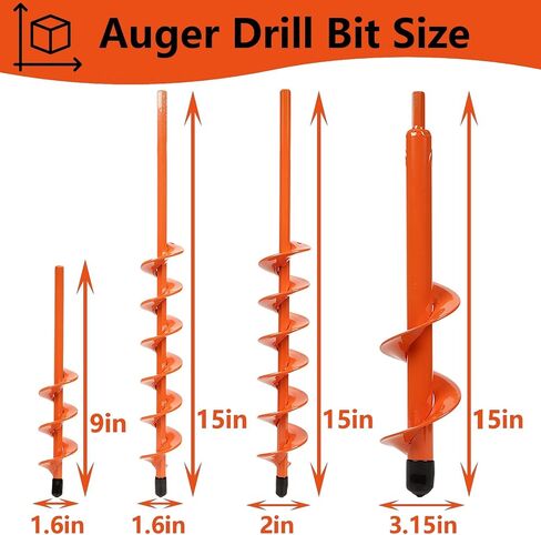 مثقاب مثقاب للزراعة 4 قطع - 1.6 × 9 بوصة، 1.6 × 15 بوصة، 2 × 15 بوصة و3.15 × 15 بوصة - مثقاب زراعة سهل في الحديقة، مثقاب لمبة، مثقاب زراعة للمثقاب اللاسلكي، لمثقاب محرك سداسي 3/8 بوصة، مثقاب حديقة للمثقاب ( لون in Saudi Arabia