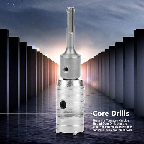 Core Drill Bit Set, 10Pcs TCT Concrete Hole Saw Kit SDS Plus Extension Shank Tungsten Masonry Wall Hole Cutters for Drilling Brick Concrete Cement Stone Granite Marble in Kuwait