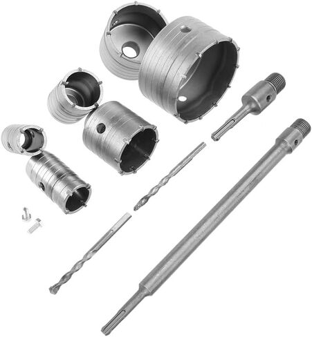 Core Drill Bit Set, 10Pcs TCT Concrete Hole Saw Kit SDS Plus Extension Shank Tungsten Masonry Wall Hole Cutters for Drilling Brick Concrete Cement Stone Granite Marble in Kuwait
