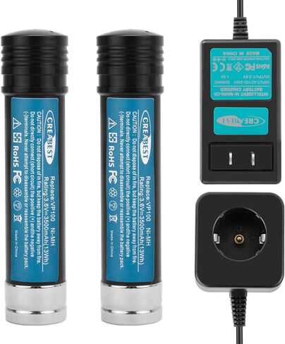 CREABEST 2Pack 3.6V 3500mAh Ni-MH Replacement Battery for Black & Decker Versapak Battery VP100 VP100C VP105 VP105C VP110 VP110C VP143, Include one 3.6v Charger in Saudi Arabia