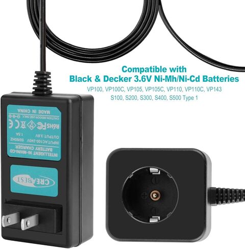 CREABEST 2Pack 3.6V 3500mAh Ni-MH Replacement Battery for Black & Decker Versapak Battery VP100 VP100C VP105 VP105C VP110 VP110C VP143, Include one 3.6v Charger in Saudi Arabia