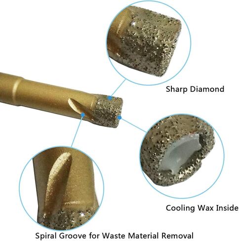 Diamond Drill Bits 3 PCS 6mm 1/4 inch Ceramic Diamond Hole Saw Set with Wax Insert Cooling for Ceramic Tile Porcelain Marble Granite Stone Rock Glass in Saudi Arabia