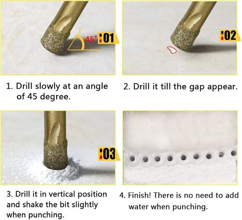 Diamond Drill Bits 3 PCS 6mm 1/4 inch Ceramic Diamond Hole Saw Set with Wax Insert Cooling for Ceramic Tile Porcelain Marble Granite Stone Rock Glass in Saudi Arabia