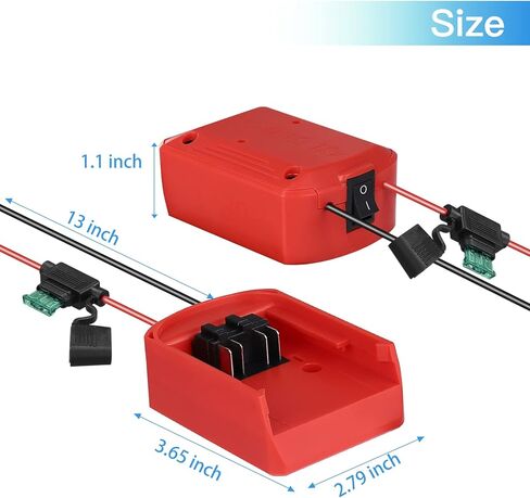 محول عجلات الطاقة biuonga لبطارية ميلووكي 18 فولت M18 مجموعة تحويل البطارية لعجلات الطاقة مع مفتاح ومحطات أسلاك وحامل صمامات تبديل مجموعة أسلاك 16AWG مع صمامات 30 أمبير، أحمر in Kuwait