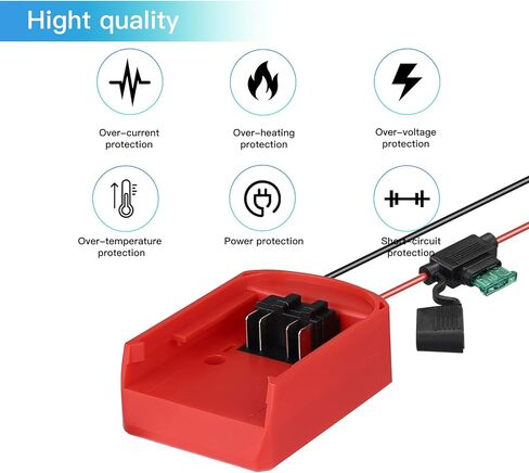 محول عجلات الطاقة biuonga لبطارية ميلووكي 18 فولت M18 مجموعة تحويل البطارية لعجلات الطاقة مع مفتاح ومحطات أسلاك وحامل صمامات تبديل مجموعة أسلاك 16AWG مع صمامات 30 أمبير، أحمر in Kuwait