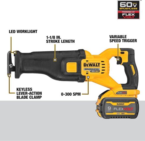 DEWALT FLEXVOLT 60V MAX* Reciprocating Saw, Cordless Kit (DCS389X2) in Saudi Arabia