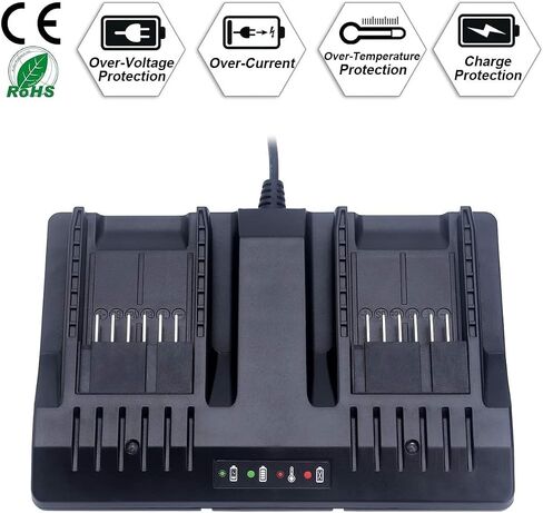 شاحن بطارية WA3875 ثنائي المنفذ Worx 20V لبطاريات Worx 18/20 فولت ماكس ليثيوم PowerShare WA3578 WA3525 WA3520 WA3575 WA3512 WA3742 WA3881 أدوات كهربائية ليثيوم أيون in Saudi Arabia
