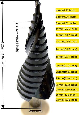 Vleant 4-32mm M35 معدن أسود TiAlN مطلي بخطوات مثقاب مثلثية حلزونية لأدوات كهربائية، للمعادن، الفولاذ المقاوم للصدأ، الألومنيوم، الخشب، البلاستيك in Saudi Arabia