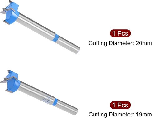 uxcell 19mm & 20mm Forstner Drill Bits Set, Tungsten Carbide Wood Hole Saw Auger Opener, Woodworking Hinge Hole Drilling Boring Bit Cutter (Blue, Gray) in Saudi Arabia