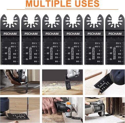 PECHAM 45 قطعة من شفرات المنشار الخشبية العالمية المتأرجحة متعددة المهام سريعة الإصدار تناسب كابل بورتر بلاك آند ديكر روكويل ريدجيد ريوبي ميلووكي ديوالت شيكاغو كرافتسمان in Kuwait