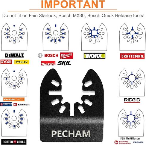 PECHAM 45 قطعة من شفرات المنشار الخشبية العالمية المتأرجحة متعددة المهام سريعة الإصدار تناسب كابل بورتر بلاك آند ديكر روكويل ريدجيد ريوبي ميلووكي ديوالت شيكاغو كرافتسمان in Kuwait