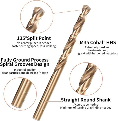 طقم لقم مثقاب كوبالت 13 قطعة، طقم لقم مثقاب ستيل عالي السرعة M35، مجموعة رؤوس مثقاب دوارة 1/16 انش - 1/4 انش، رؤوس مثقاب معدنية اتش اس اس للمعادن الصلبة والستانلس ستيل والحديد الزهر والخشب والبلاستيك in Kuwait