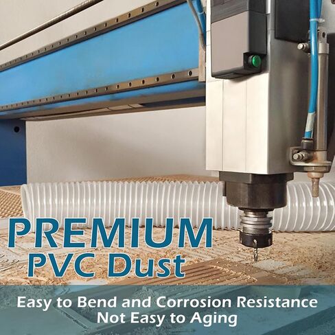 2 1/2" x 10' Heavy PVC Dust Collection Hose, Flexible Clear PVC Fume Collection Hose with Carbon Steel Wire Coil, Puncture Resistant PVC Dust Collection Hose for Dust Collectors with 2 1/2" Ports in Saudi Arabia