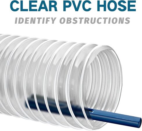 2 1/2" x 10' Heavy PVC Dust Collection Hose, Flexible Clear PVC Fume Collection Hose with Carbon Steel Wire Coil, Puncture Resistant PVC Dust Collection Hose for Dust Collectors with 2 1/2" Ports in Saudi Arabia