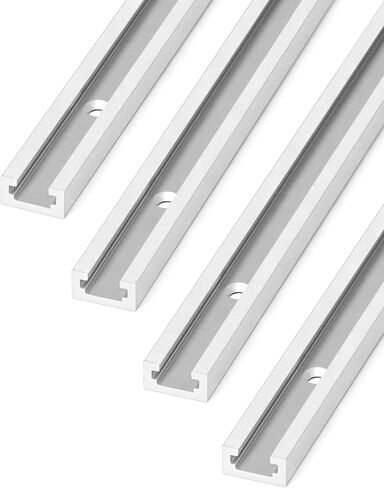 QWORK Aluminum T Track, 2 Pack 12 Inch Universal Double Cut Profile T Track, with Predrilled Mounting Holes and Screws, Woodworking and Fixtures, for Drill Press Table, Router Table in Saudi Arabia