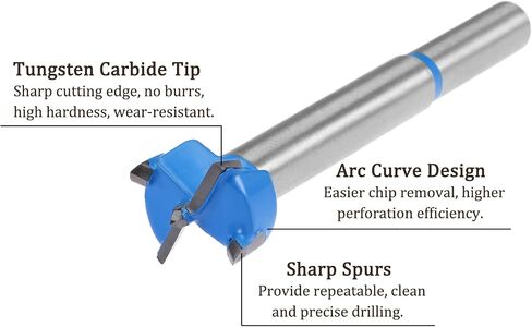 Kozelo 2pcs Forstner Drill Bits - [17mm] Tungsten Carbide Auger Opener for Wood Furniture Hinge Woodworking Use, Round Shank, Dark Blue in Saudi Arabia
