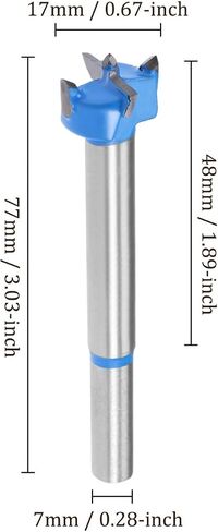 Kozelo 2pcs Forstner Drill Bits - [17mm] Tungsten Carbide Auger Opener for Wood Furniture Hinge Woodworking Use, Round Shank, Dark Blue in Saudi Arabia