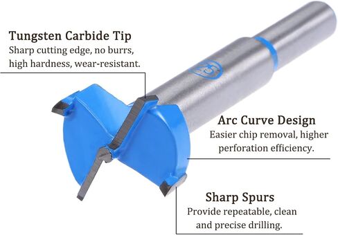Kozelo 2pcs Forstner Drill Bits - [17mm] Tungsten Carbide Auger Opener for Wood Furniture Hinge Woodworking Use, Round Shank, Dark Blue in Saudi Arabia